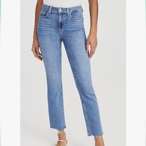 Paige Cindy Straight Leg Raw Hem Cropped Jeans | 26